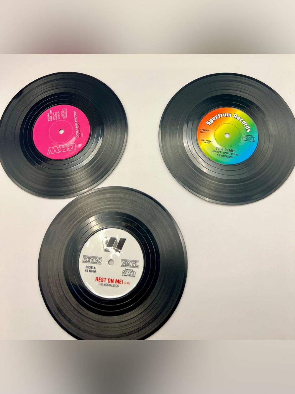 Novelty Coasters. Retro Vinyl Records - Set of 3 NWOT